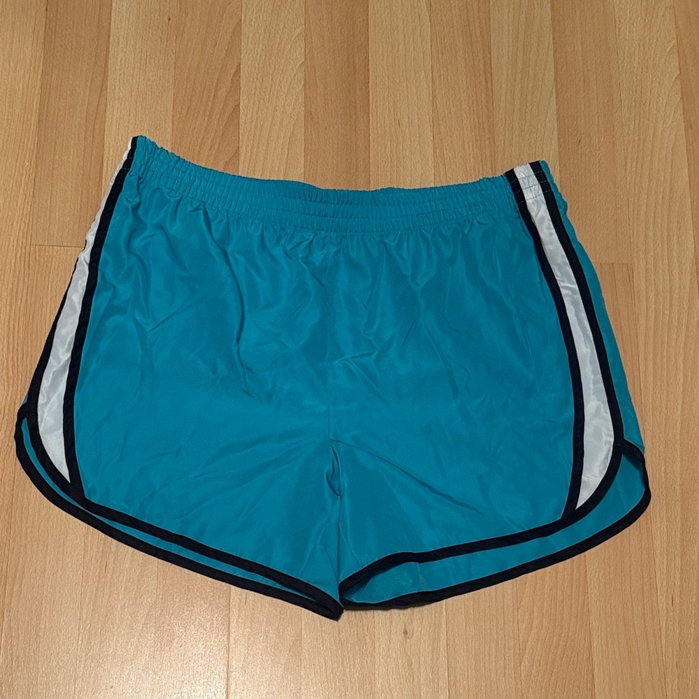 Teal Women's Athletic Shorts with White Accents